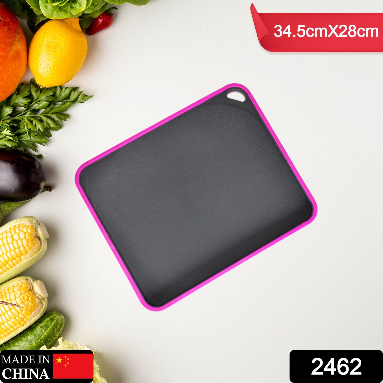 2462 Vegetables and Fruits Cutting Chopping Board Plastic Chopper Cutter Board Non-slip Antibacterial Surface with Extra Thickness DeoDap 2462 Vegetables and Fruits Cutting Chopping Board Plastic Chopper Cutter Board Non-slip Antibacterial Surface with Extra Thickness DeoDap